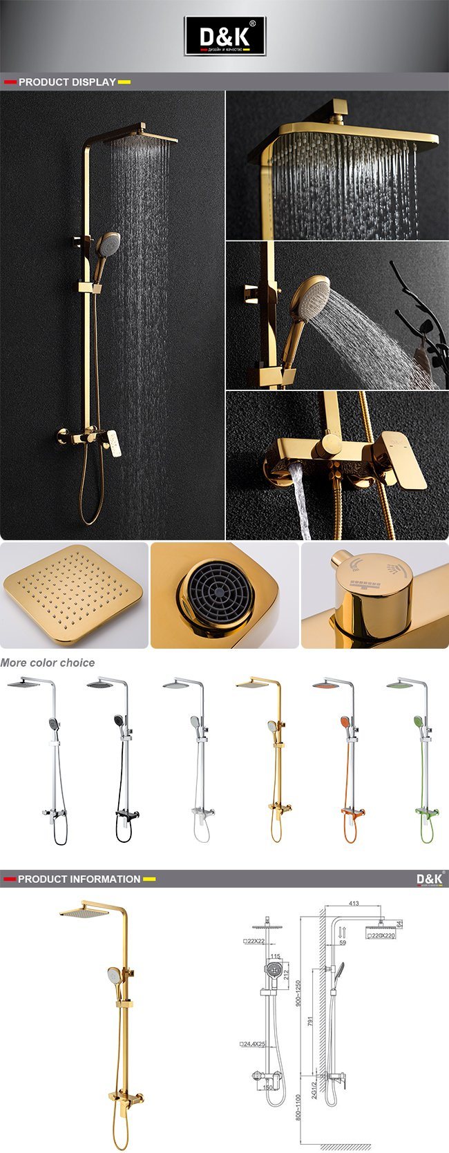 D&K Shower Set Bathtub Faucet Shower Mixer Bathroom Shower Faucet