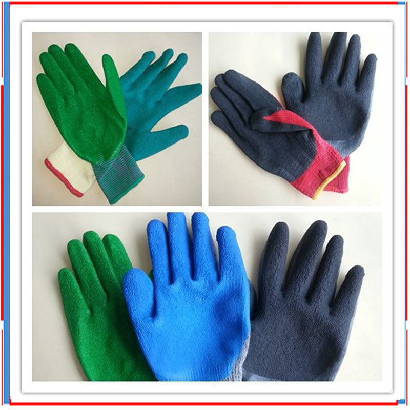 Latex Coated Safety Gloves Double Color Orange Yellow