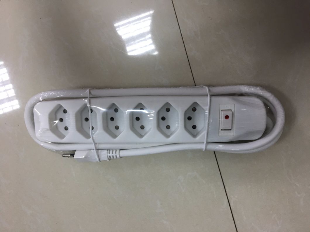 High Quality Switzerland Swiss Socket 6 Way with Switch 1.5m