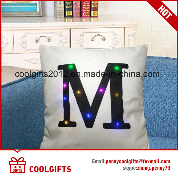 Hot Selling House Decorative Letters Print LED Light Throw Pillow Cushion