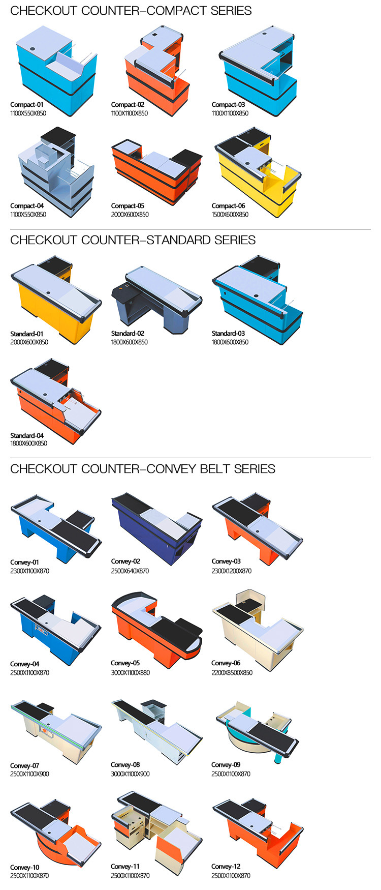 Supermarket Cashier Counter with Conveyor Belt