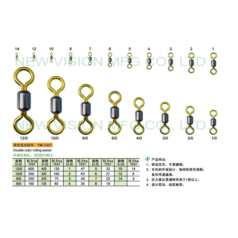 Fishing Equipment Double Color Rolling Swivel