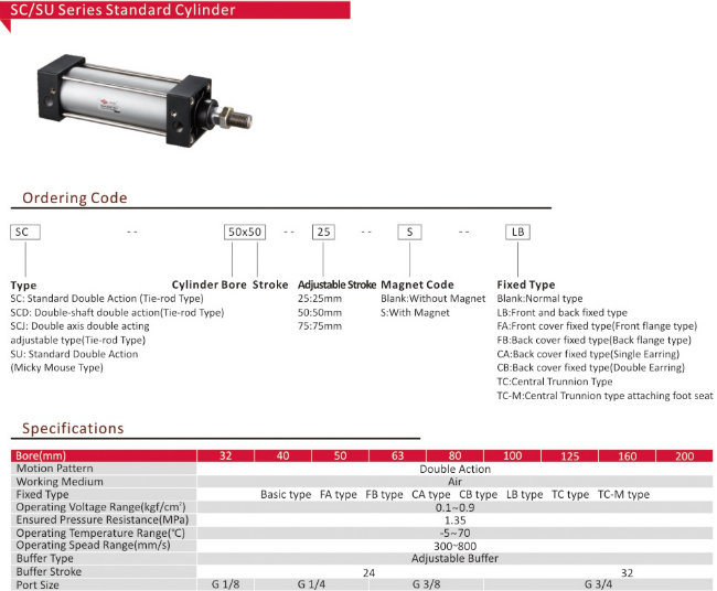 Sc Double Action Pneumatic Standard Cylinder