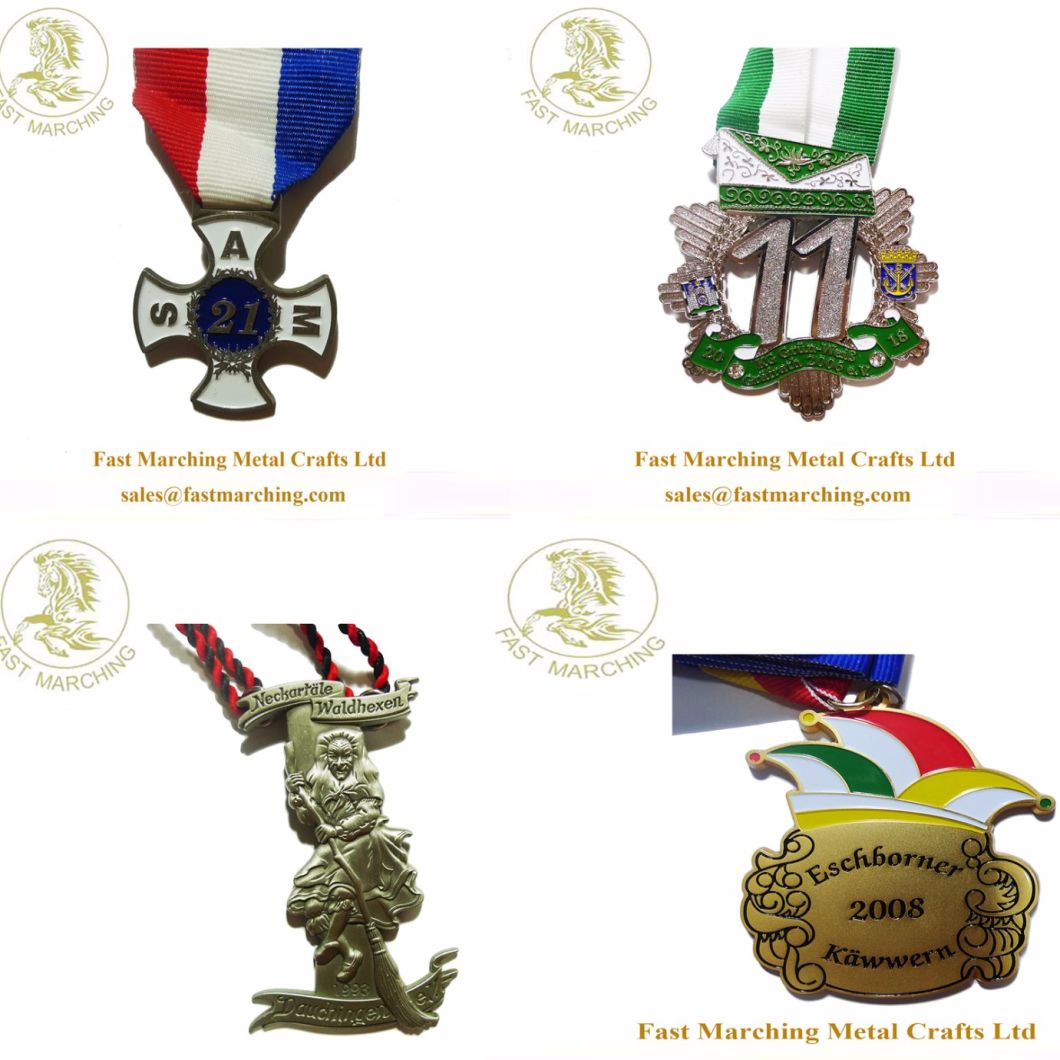 Custom Embossed Hard Badge Medal Ribbons for Anniversary and Cher