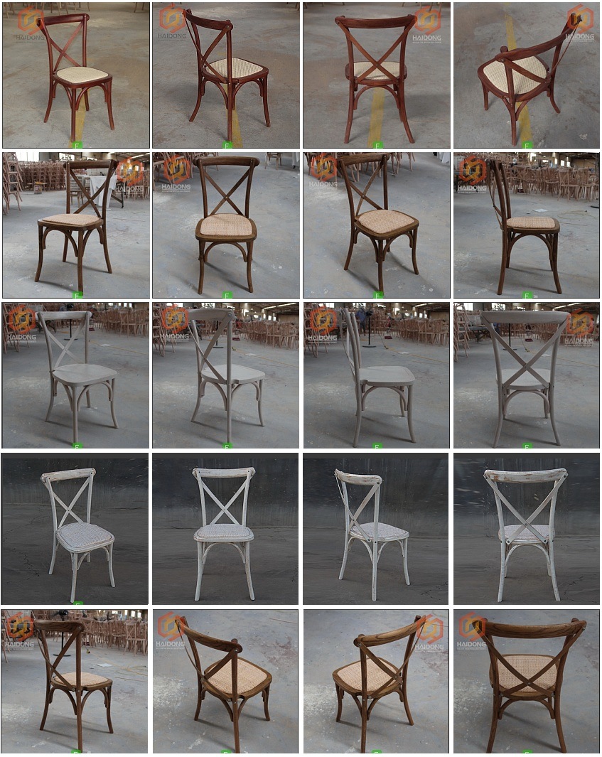 China Manufacrurer Garden Patio Wood Cross Back Rattan Mat Dining Chair