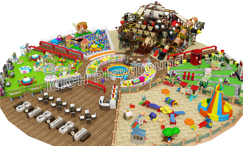 Large Amusement Park Indoor Playground with Ball Pit Sandy Area