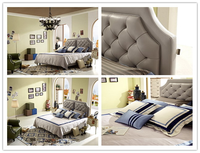 Foshan City Furniture Manufacturers Modern Soft Leather Bed with Headboard