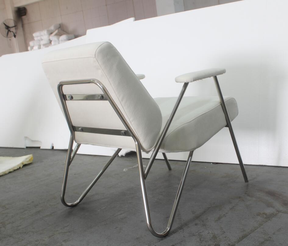 Shiny Stainless Steel Frame White Fabric Luxury Dining Chair