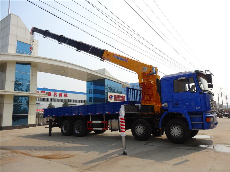 Shacman 12 Wheeler Cargo Chassis with Chianese Brand Truck Crane