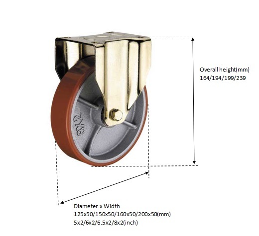 European Type 5 Inch Steel Core PU Industry Castor