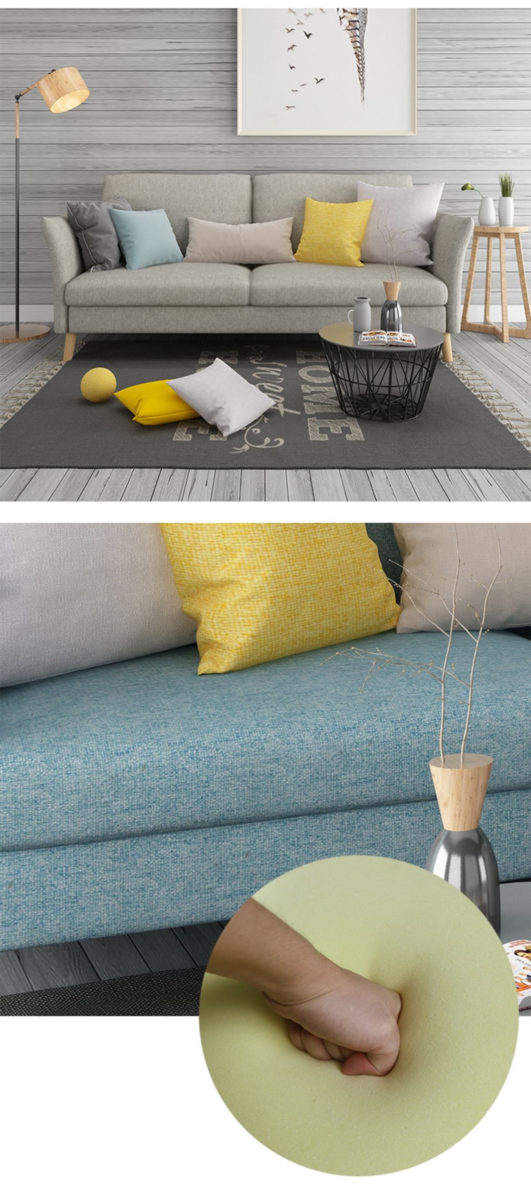 Modern Loft Furniture Fabric Sofa Small Size for Apartment Hotel Sofa Set