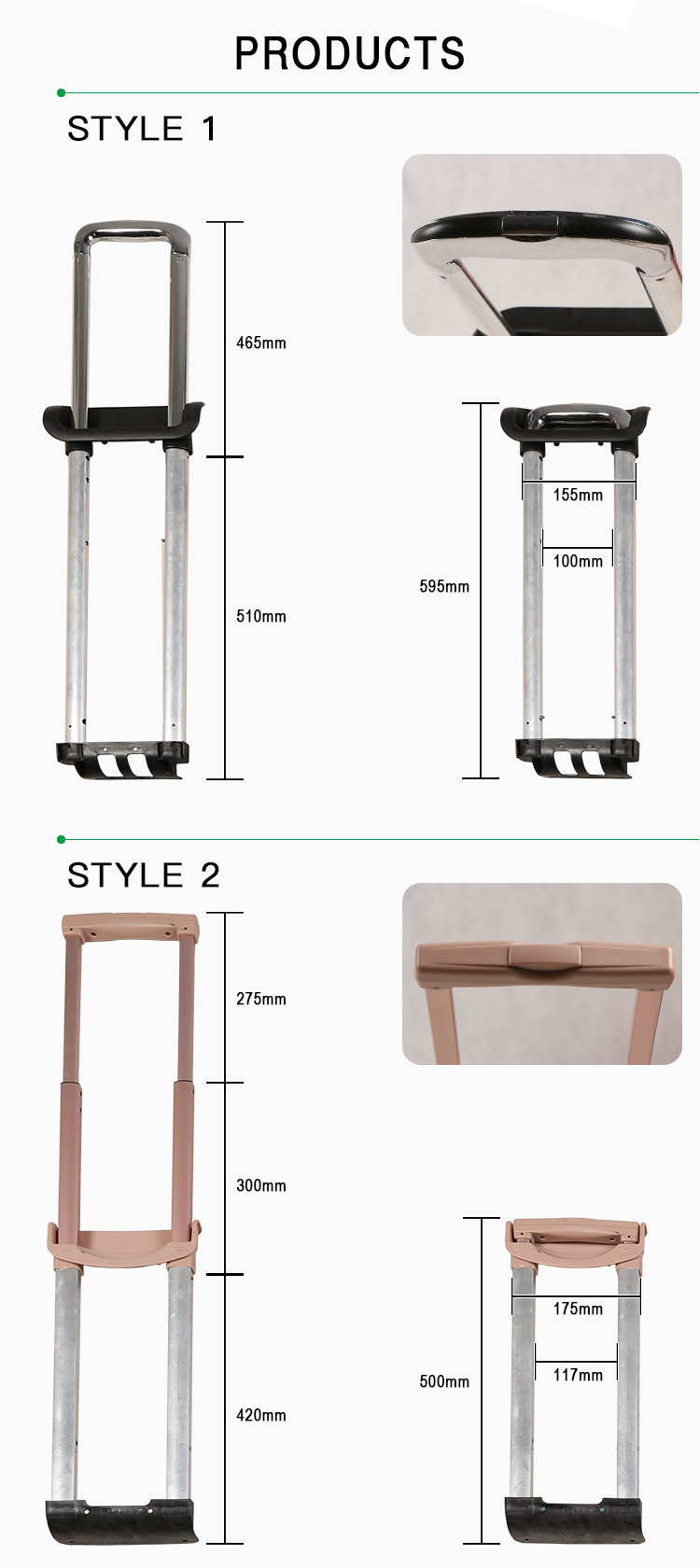 Aluminium Adjustable Telescopic Luggage Cart Handle Forvtool Box