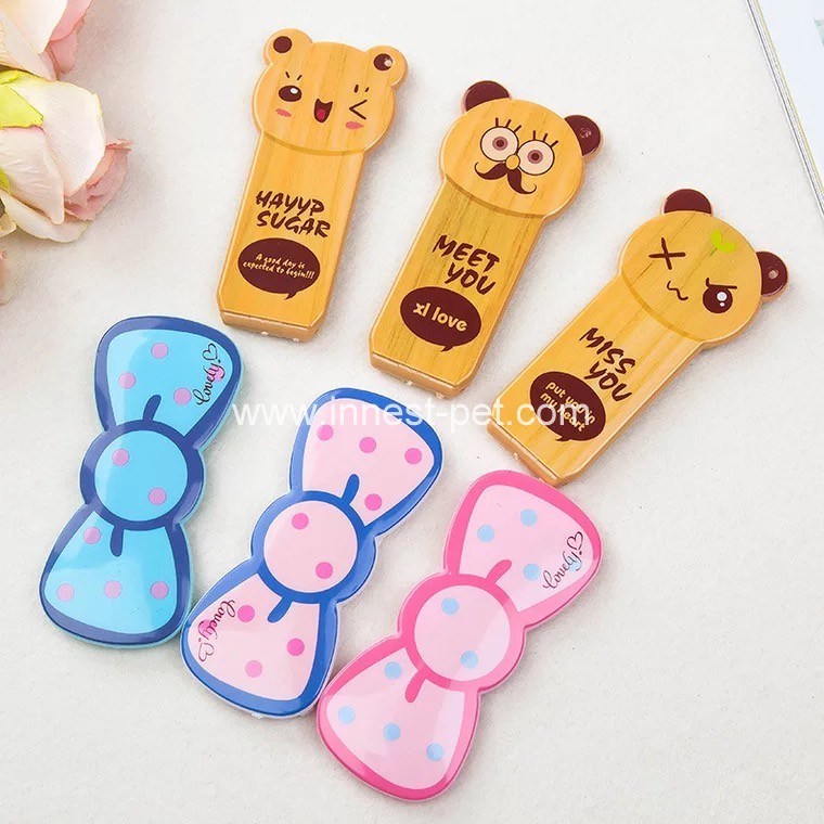 Daily Accessory Bowtie Animal-Shape Travelling Girl Hair Comb with Mirror