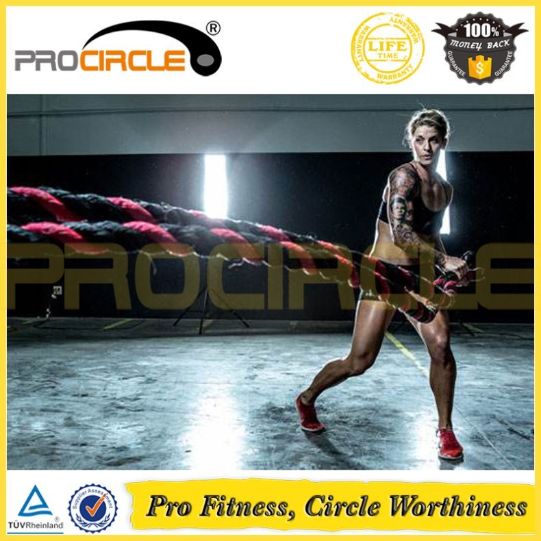 Procircle Battle Rope Fitness Power Training Rope with Wall Bracket and Anchor Strap Safety Carabiner