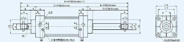 Scd Double Rod Double Acting Standard Pneumatic Cylinder