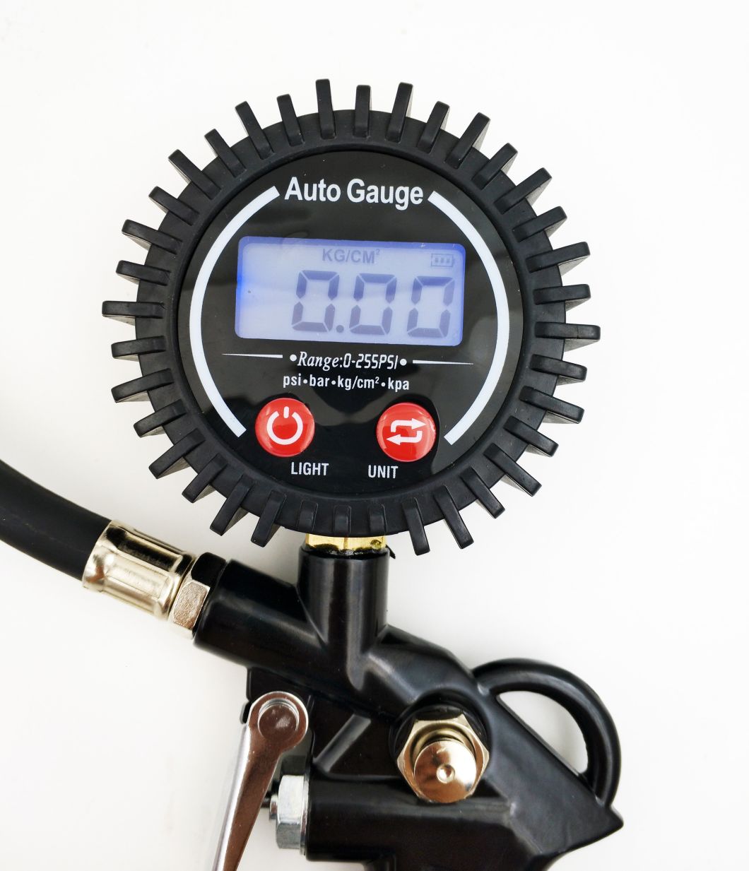 Digital Tire Pressure Gauge Inflator with Air Chuck and Hose Air Pressure Gauge for Vehicle and Motorcycle