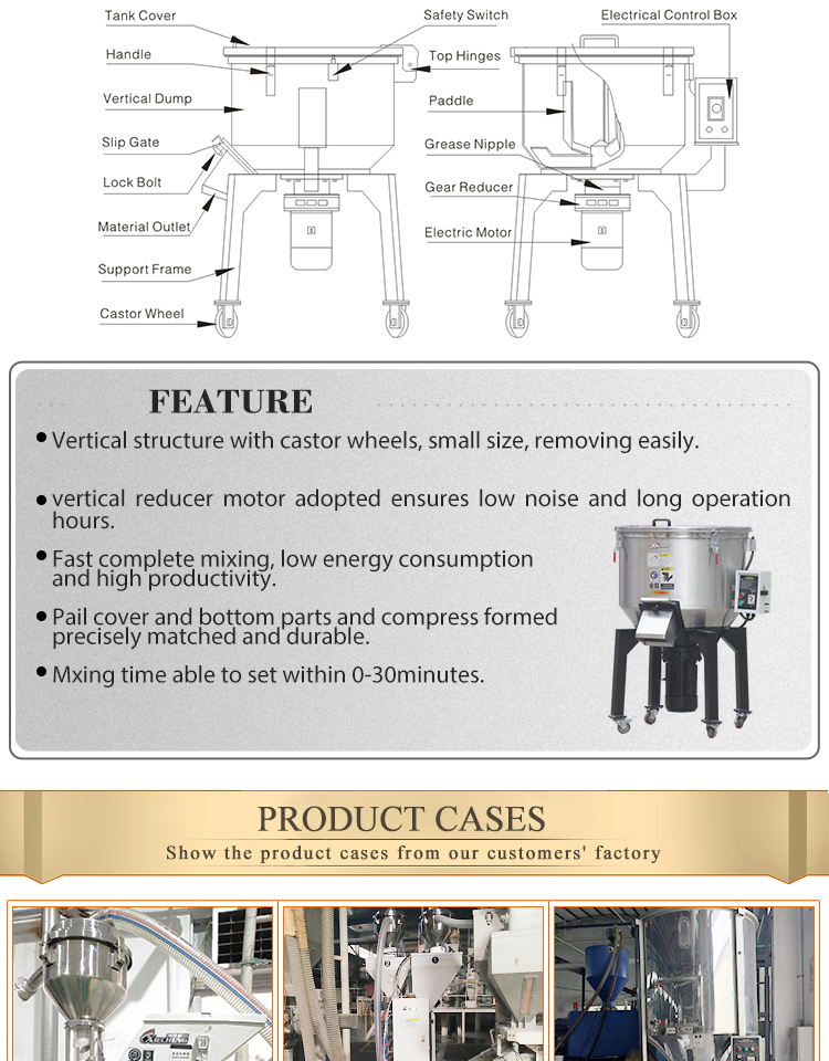 Automatic Vertical Spiral Ribbon Mixer/Plastic Color Mixer Machine