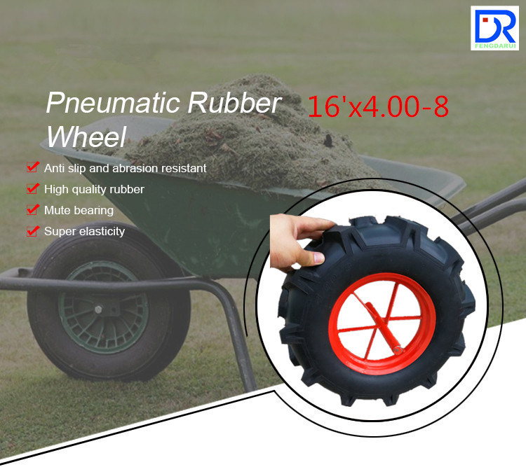 16 Inch Inflatable Wheel 4.00-8 Wheelbarrow Rubber Pneumatic Tire