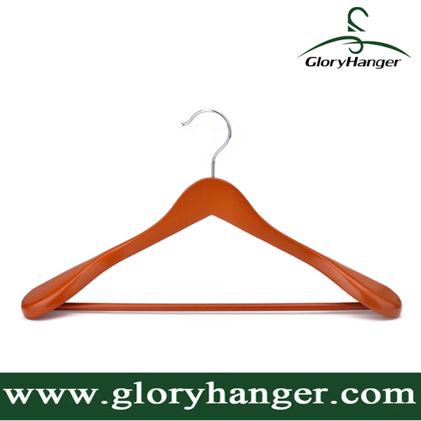 Luxury Hotel Wooden Coat Hanger for Garment Suit Clothing Display with Antislip Square Bar