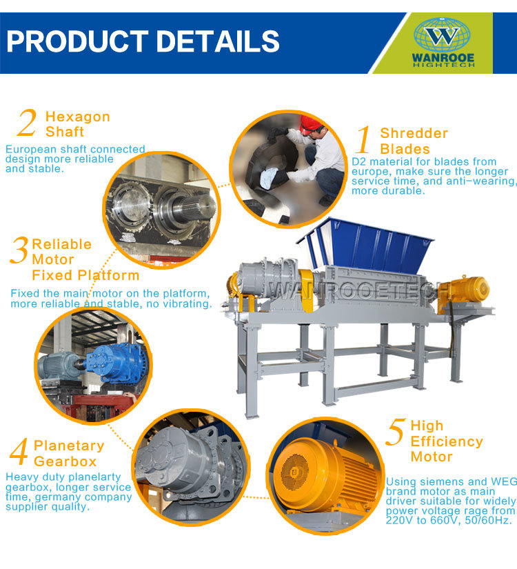 Double Shaft Shredder for Plastic/Tire/Steel/Wood Recycling