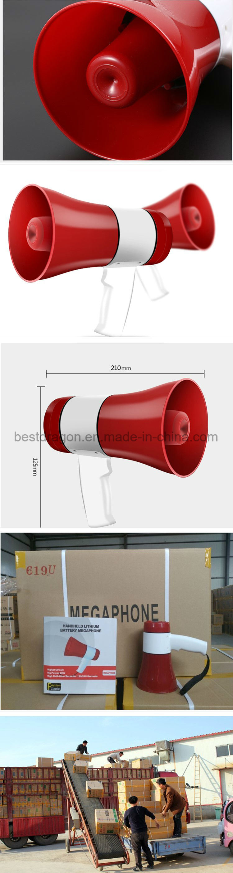 10W Black Megaphone Loudspeaker Siren Police Speaker