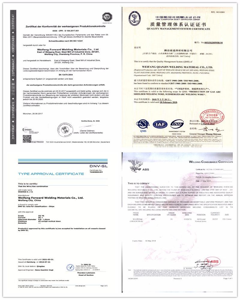 Er70s-6 Welding Wire TUV Ce Certificate
