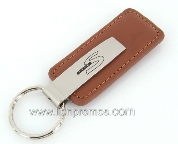 Car Logo Laser Engraved PU Leather Zinc Alloy Key Chain