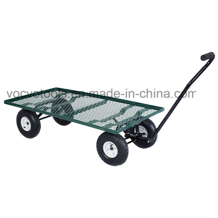 250kg Load Capacity Four Wheels Stainless Steel Mesh Garden Tool Cart