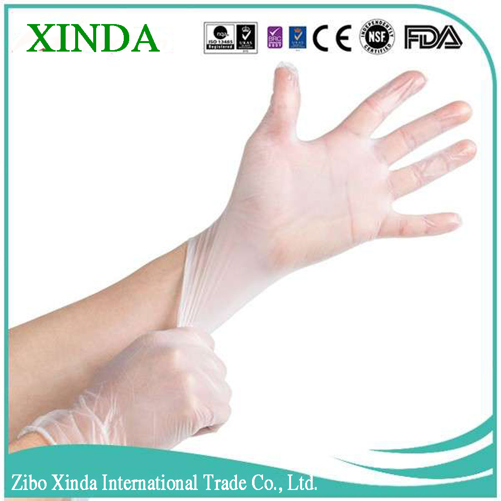 Disposable Clear/Blue Color Examination Vinyl Gloves Hand Care Stretch Medical Gloves