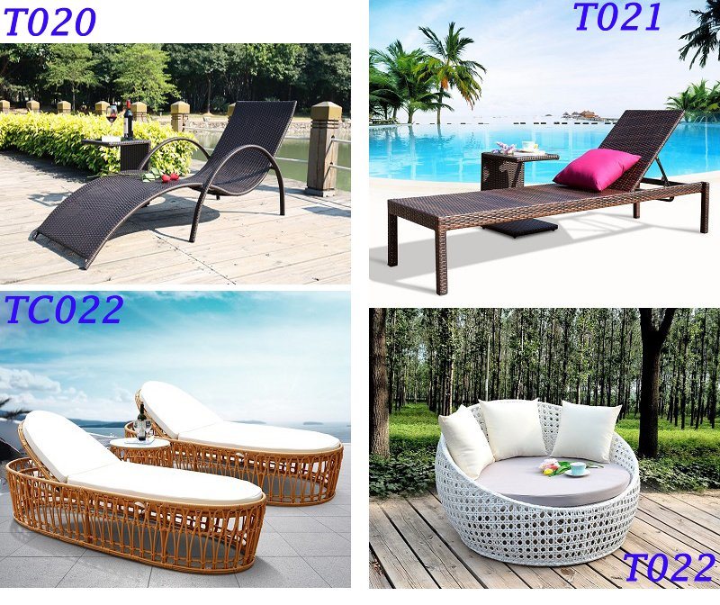 2018 Outdoor Leisure Furniture Chaise Lounger Rattan Chair Wicker Sun Longer-T021