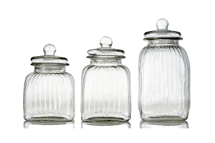 Wholesale Kitchen Storage Glass Jar Canister with Screw Glass Lid