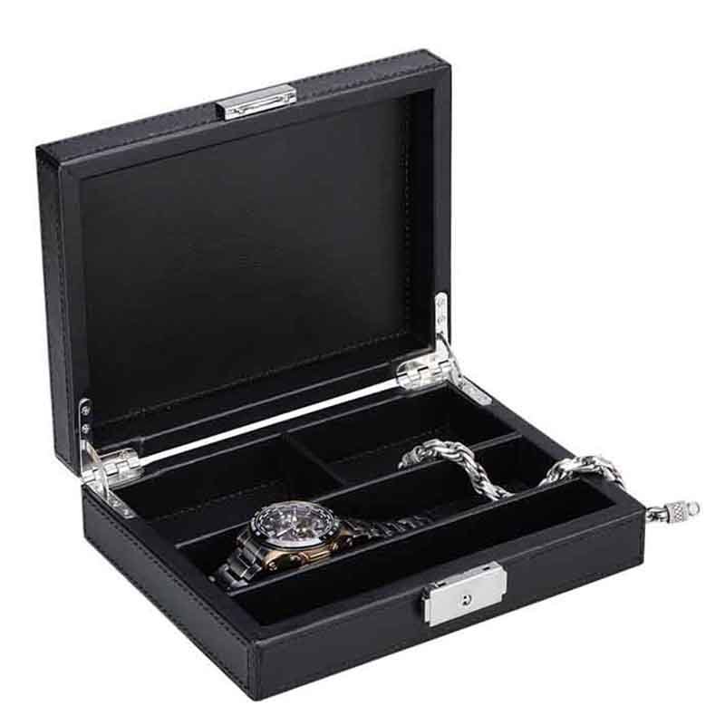 Luxury Hotel Black Leather Jewelry Box Personalized