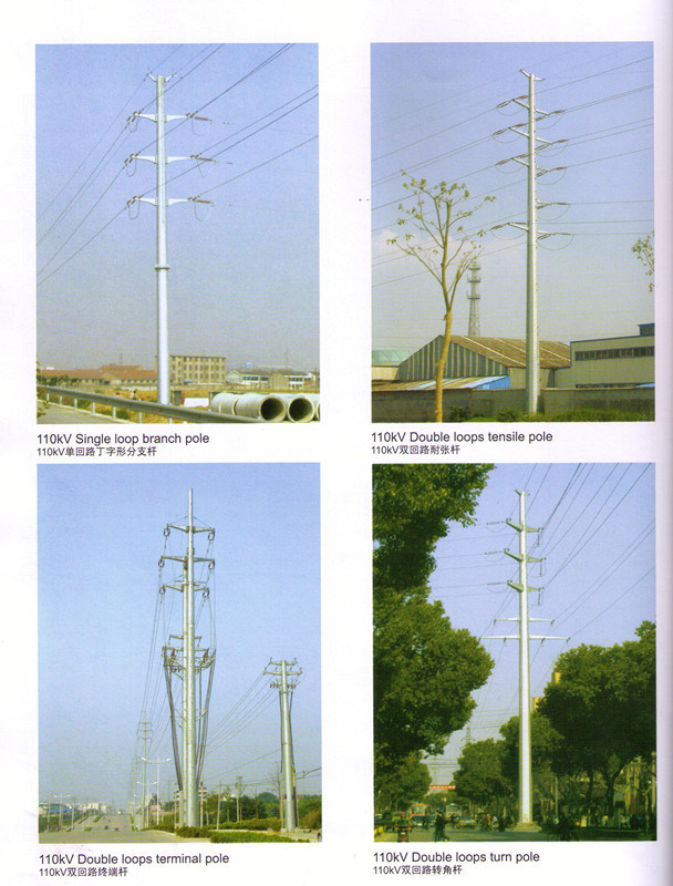 110kv Double Circuit Electric Power Steel Pole