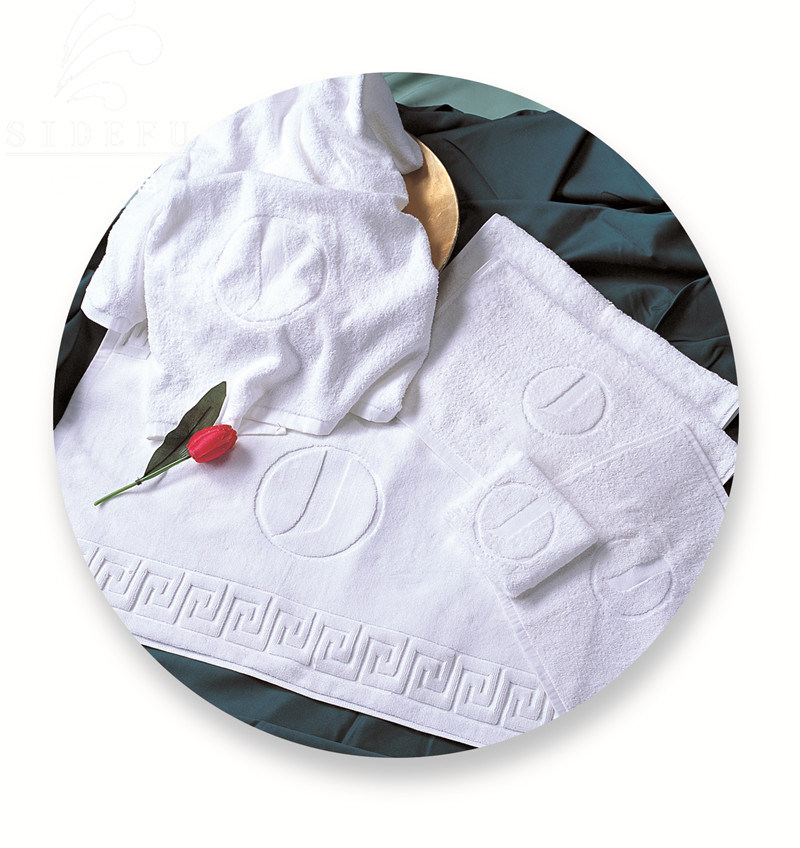 Star Hotel Used White 100% Cotton Jacquard Terry Towel