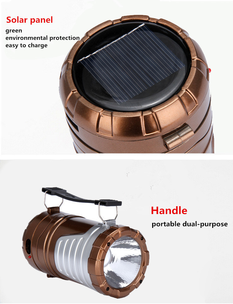 Portable 6+1 LED Lamp&Rechargeable Camping Lantern with Solar