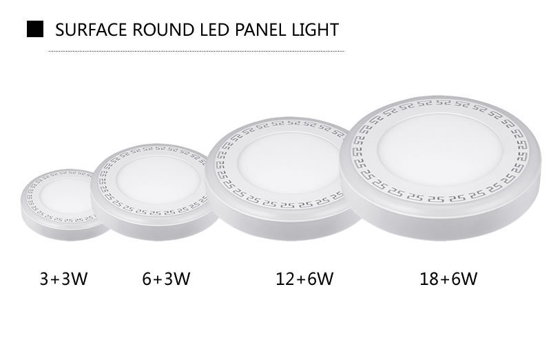 LED Panel Light 6W+3W/12+4W /18+6W Round Square Acrylic Blue White Double Color