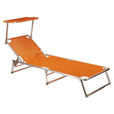 Steel Pipe Beach Lounge Chair with Sunshade Canopy