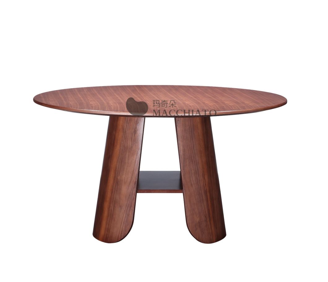 Italian Style Solid Modern Dining Table of Walnut Color