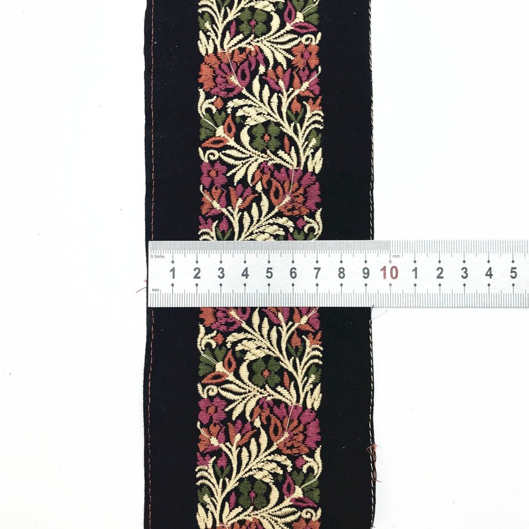 Jacquard Polyester Flower Embroidered Webbing Tape