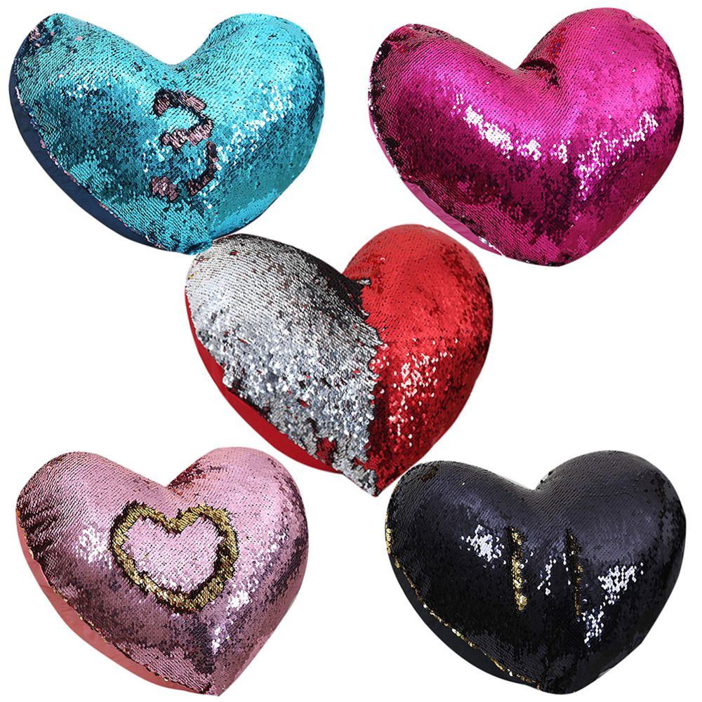 Heart Shape Mermaid Pillow Case Cover Sequins Color Changing Cushion Cover Decorative Pillows Pillowcase for Sofa Home Decor
