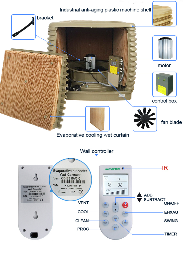 High Effecient Industrial Water Air Cooler Water Conditioner Fan