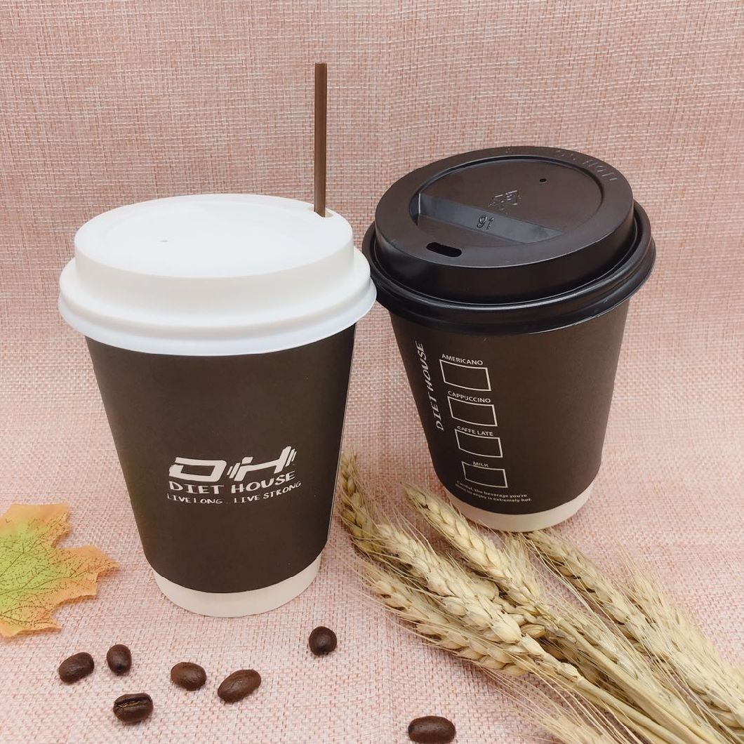 4oz/8oz/12oz/16oz/20oz Disposable Double Wall Hot Paper Coffee Cups with Lids