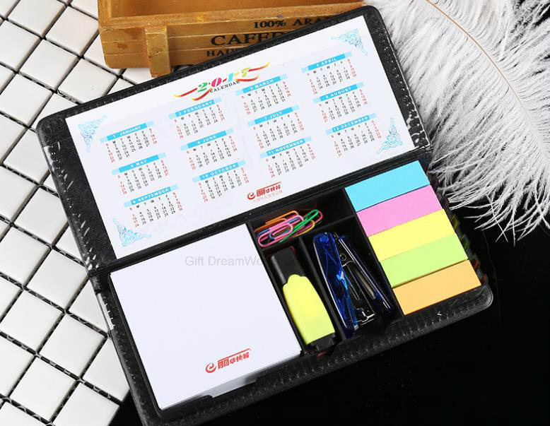 Multifunctional PU Leather Note Pad Stationery with Office Supplies