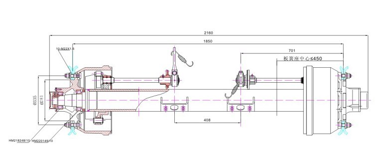 English Type Axle for 12t 13t 16t