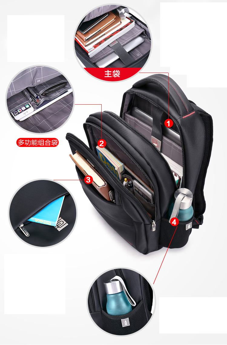 Fashion Double Shoulder Laptop Computer Notebook School Student Bag (CY3559)