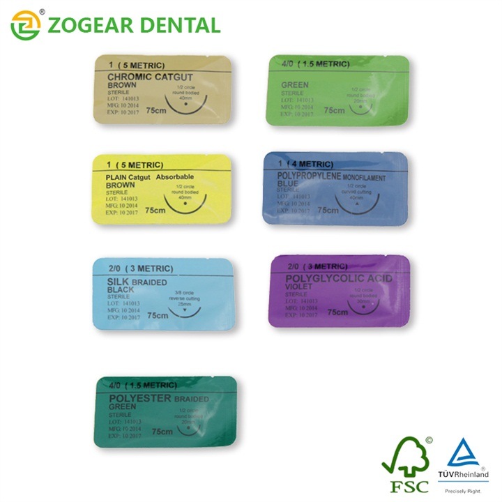 Bd004-4 Zogear Non Absorbable Polyester Suture Needle with Thread