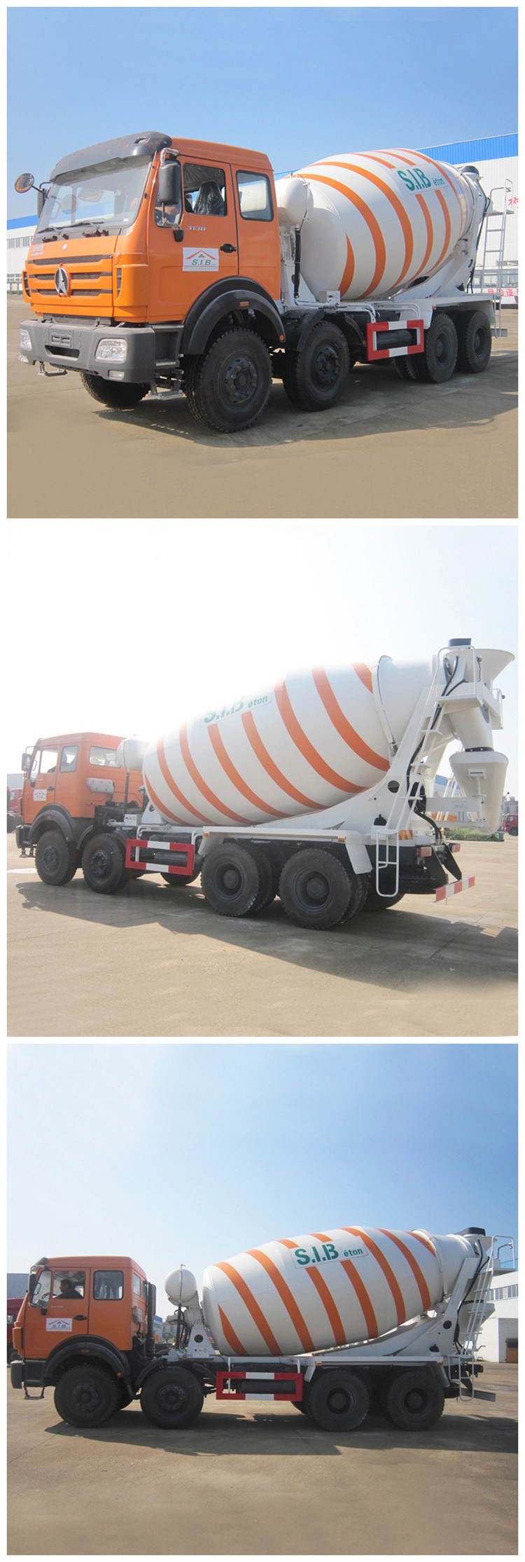 Beiben Heavy Duty 8X4 12 Wheelers 12cbm/12m3 Self Loading Concrete Mixer Truck with Italy Pump