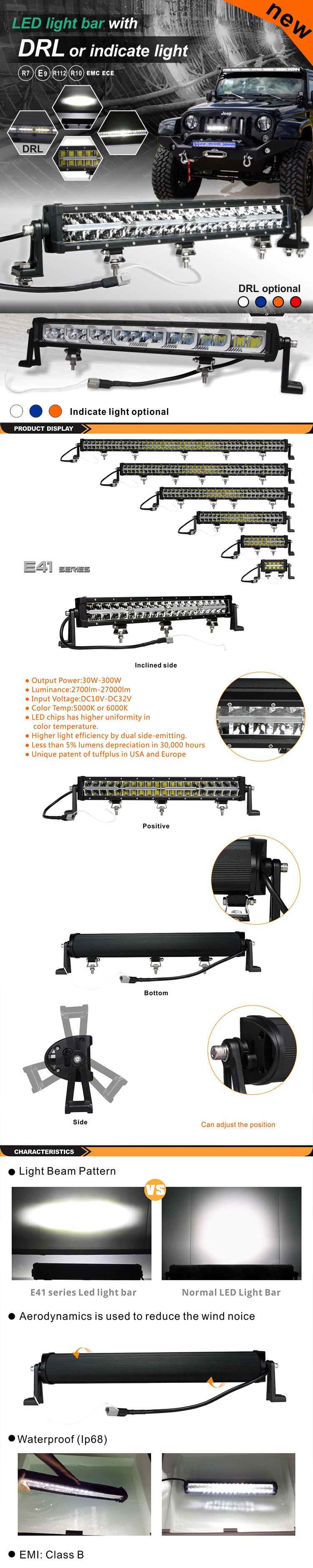 ECE R112 Driving Work Bar Unique Design Side Emitting 7inch 30W Double Rows LED Light Bar