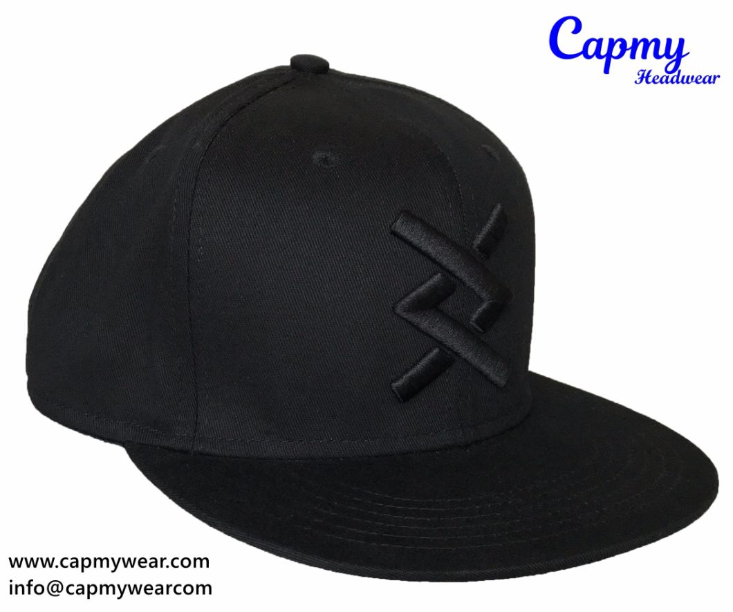 Adult Size Baseball Cap with Black 3D Embroidery Logo Cap