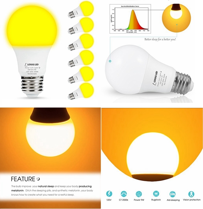 A15 5W E26 LED Yellow Bug Light Bulbs Not-Dimmable LED Bulb with Home Lighting Decoration
